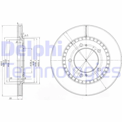 Bilde av DELPHI BG3821 Bremseskiver 310 22 5 ventilert oljet ubehandlet uten hjullager, ABS sensorring SUZUKI: Grand Vitara 2 SUV, 1 SUV