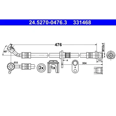 Bilde av ATE 24.5270 0476.3 Bremseslange 476 M10x1 HONDA: ACCORD 8 Kombi