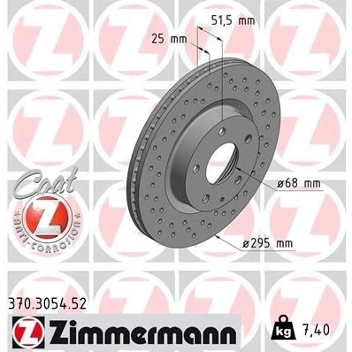 Bilde av ZIMMERMANN 370.3054.52 Bremseskiver 295 25 6/5 5 114 innvendig ventilert, hullet belagt MAZDA: 3 Hatchback, CX