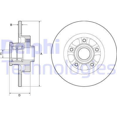 Bilde av DELPHI BG9190RSC Bremseskiver 280 12 5 fullt ut belagt ubehandlet med hjullager, ABS senorring OPEL: Vivaro B Van, Combi
