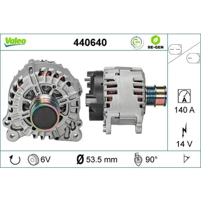 Bilde av VALEO 440640 Dynamo 14V 140A VOLKSWAGEN: Polo V Hatchback, Golf 7, Tiguan I, SKODA: Superb III Stasjonsvogn, Octavia 3 Combi