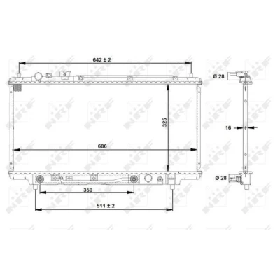 Bilde av NRF 53519 Radiator Aluminium 686 325 16 med påbyggingsdeler Kjøleribber loddet