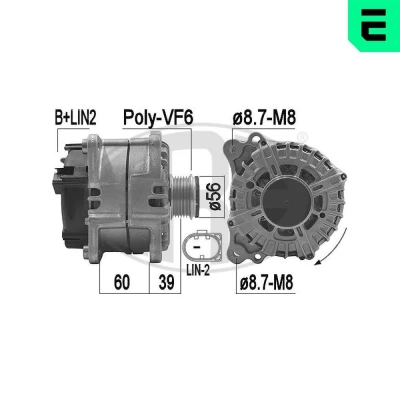 Bilde av ERA 209186 Dynamo 14V 180A VOLKSWAGEN: Touareg II
