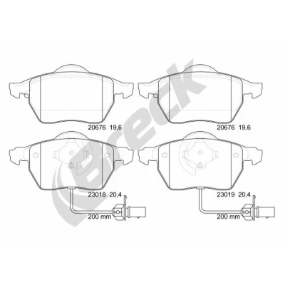 Bilde av BRECK 23018 00 701 10 Bremseklosser inkl. slitasjevarselkontakt, med integrert slitasjesensor tilbehør AUDI: A6 C6 Avant, A4 B7 B6 Avant