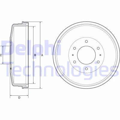 Bilde av DELPHI BF559 Bremsetrommel uten ABS sensorring, hjullager, lager 343 MITSUBISHI: L200 / Triton IV Pick up