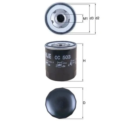 Bilde av MAHLE ORIGINAL OC 503 Oljefilter med en retursperreventil Påskruingsfilter BMW: 5 Touring, 7, AUDI: A3 Sportback, A8 D4, A1 Hatchback