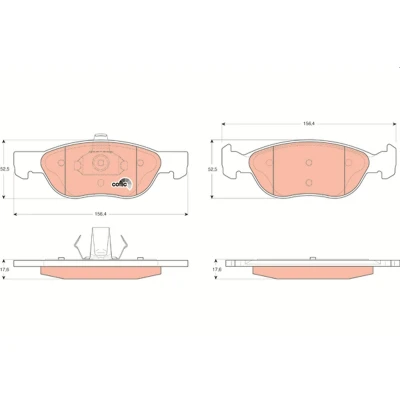 Bilde av TRW COTEC GDB1487 Bremseklosser ikke klargjort for slitasjeindikator FIAT: Grande Punto Hatchback, II Hatchback