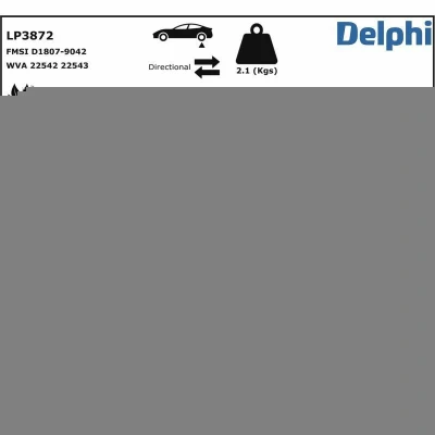 Bilde av DELPHI LP3872 Bremseklosser inkl. slitasjevarselkontakt med klistrefolie tilbehør