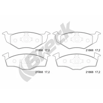 Bilde av BRECK 21866 10 702 00 Bremseklosser ikke klargjort for slitasjeindikator VOLKSWAGEN: Polo IV Hatchback, III SKODA: Fabia 2