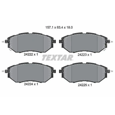 Bilde av TEXTAR 2422201 Bremseklosser med akustisk slitasjevarsel tilbehør SUBARU: Legacy 4, Impreza III Hatchback, Forester IV