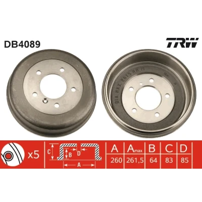 Bilde av TRW DB4089 Bremsetrommel 280 MERCEDES BENZ: G Klasse SUV