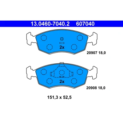 Bilde av ATE 13.0460 7040.2 Bremseklosser ikke klargjort for slitasjeindikator, ekskl. slitasjevarselkontakt FORD: Escort 5, Sierra Mk2 Hatchback