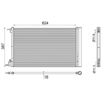 Bilde av MAHLE ORIGINAL AC 552 000S Kondensator med tørker 12 11,3 624, 635 OPEL: Insignia A Hatchback