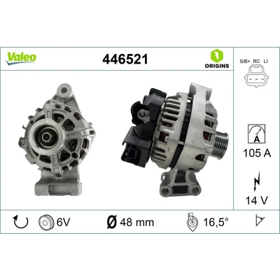 Bilde av VALEO 446521 Dynamo 14V 105A FORD: Focus Mk1 Stasjonsvogn, 2, FIESTA 5