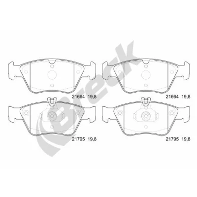Bilde av BRECK 21664 00 701 20 Bremseklosser klargjort for slitasjeindikator MERCEDES BENZ: E Klasse Sedan, T modell, C Sedan