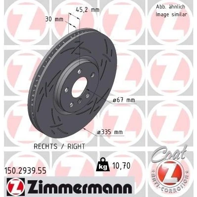 Bilde av ZIMMERMANN 150.2939.55 Bremseskiver 335 30 6/5 5 112 innvendig ventilert, med sliss belagt høy karbon MINI: Hatchback