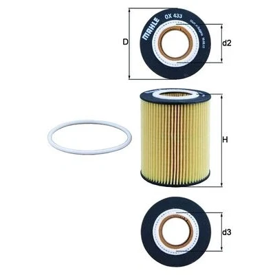 Bilde av MAHLE ORIGINAL OX 433D Oljefilter Filterinnsats VOLVO: V70 3, XC70 II Stasjonsvogn, V60 I, LAND ROVER: Freelander 2 SUV