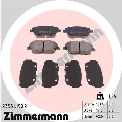 Bilde av ZIMMERMANN 23581.190.2 Bremseklosser inkl. slitasjevarselkontakt Bildet viser leveranseinnholdet SKODA: Fabia 2, Roomster, I Hatchback