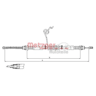 Bilde av METZGER 11.5668 Bremsekabel høyre bak 1283/990 Trommelbrems COFLE FORD: Transit Mk6 Van, Minibuss