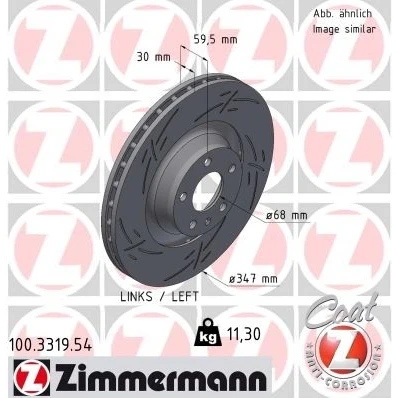 Bilde av ZIMMERMANN 100.3319.54 Bremseskiver 347 30 6/5 5 112 utvendig ventilert, med sliss belagt høy karbon AUDI: A6 C6 Avant, Allroad, Sedan