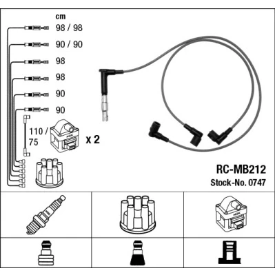 Bilde av NGK 0747 Pluggledninger 10 MERCEDES BENZ: SL Cabrio