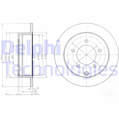 Bilde av DELPHI BG4198 Bremseskiver 262 10 5 fullt ut oljet ubehandlet uten hjullager, ABS sensorring MITSUBISHI: Lancer 8 Limousine,