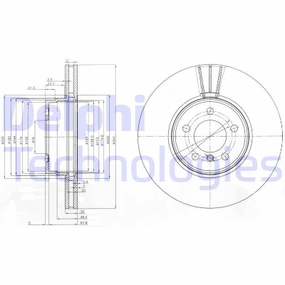 Bilde av DELPHI BG9008C Bremseskiver 344 30 5 ventilert belagt ubehandlet uten hjullager, ABS sensorring LAND ROVER: Range Rover 3, Sport