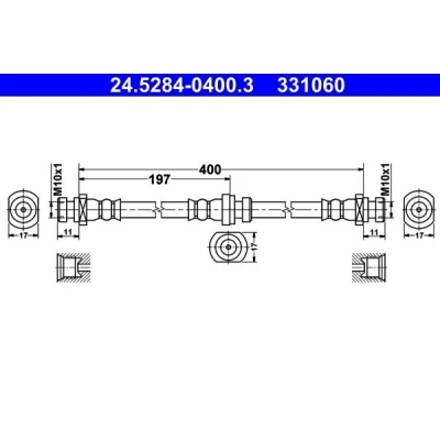 Bilde av ATE 24.5284 0400.3 Bremseslange 400 MITSUBISHI: L200 III Pick up, PAJERO 2