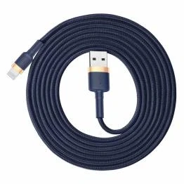 Bilde av Baseus Cafule hardfør vevd Lightning Kabel 2m Blå/Gull