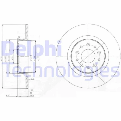 Bilde av DELPHI BG3857 Bremseskiver 276 10 5 fullt ut oljet ubehandlet uten hjullager, ABS sensorring ALFA ROMEO: 156 Sportwagon, Sedan