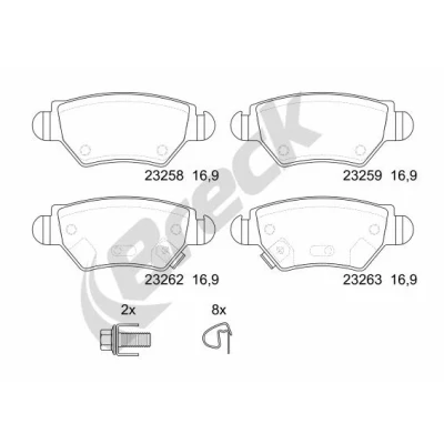 Bilde av BRECK 23258 00 704 10 Bremseklosser med tilbehør OPEL: Zafira A, Astra G Caravan, CC