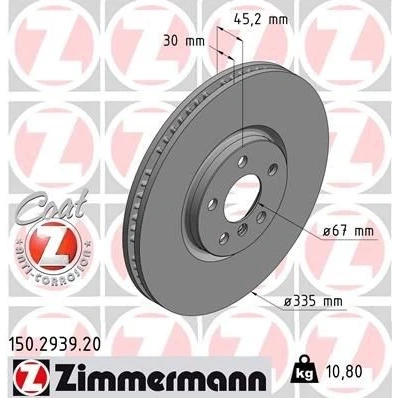 Bilde av ZIMMERMANN COAT Z 150.2939.20 Bremseskiver 335 30 6/5 5 112 innvendig ventilert belagt høy karbon MINI: Hatchback