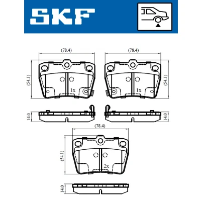 Bilde av SKF VKBP 90288 A Bremseklosser med akustisk slitasjevarsel TOYOTA: RAV4 II SUV, I SUV