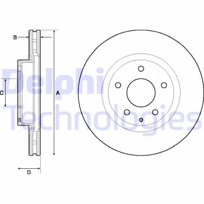 Bilde av DELPHI BG4713C Bremseskiver 295 25 5 ventilert belagt ubehandlet uten hjullager, ABS sensorring MAZDA: 3 Hatchback, CX