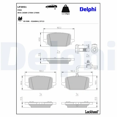 Bilde av DELPHI LP3951 Bremseklosser inkl. slitasjevarselkontakt