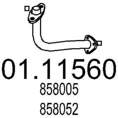 Bilde av MTS 01.11560 Eksosrør 560 foran for midtre eksospotte OPEL: Astra F Caravan
