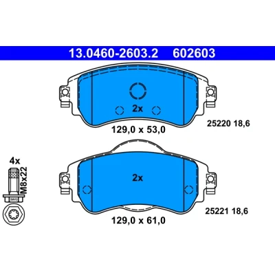 Bilde av ATE 13.0460 2603.2 Bremseklosser ekskl. slitasjevarselkontakt med bremsecaliperskruer CITROËN: C4 II Hatchback