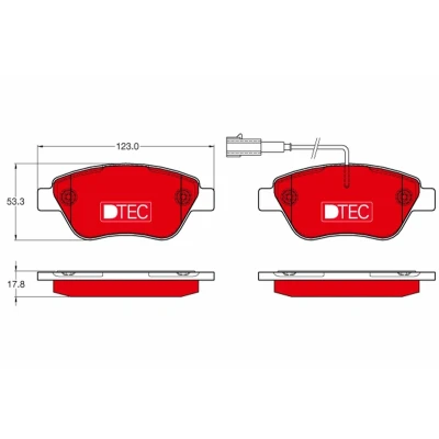 Bilde av TRW DTEC COTEC GDB1654DTE Bremseklosser inkl. slitasjevarselkontakt med bremsecaliperskruer tilbehør FIAT: 500 Hatchback, Punto Evo Hatchback