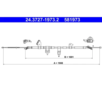 Bilde av ATE 24.3727 1973.2 Bremsekabel 1908 TOYOTA: RAV4 III SUV