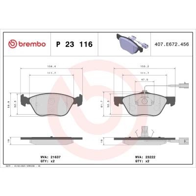 Bilde av BREMBO P 23 116 Bremseklosser inkl. slitasjevarselkontakt med kolbleklips uten tilbehør ALFA ROMEO: 166