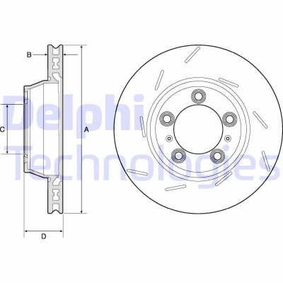 Bilde av DELPHI BG9164C Bremseskiver 330 28 5 ventilert belagt høy karbon uten hjullager, ABS sensorring PORSCHE: Panamera