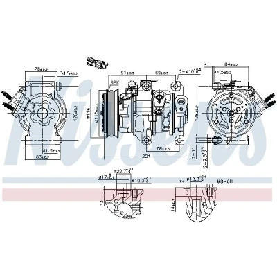 Bilde av NISSENS 891007 Kompressor 10SRE13C 12 PAG 46 R 134a