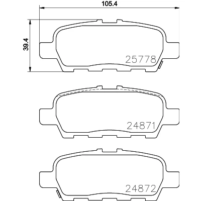 Bilde av HELLA 8DB 355 020 401 Bremseklosser med akustisk slitasjevarsel NISSAN: Leaf I, II, NV200 / Evalia Minibuss, SUZUKI: Grand Vitara 2 SUV