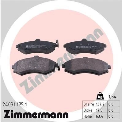 Bilde av ZIMMERMANN 24031.175.1 Bremseklosser med akustisk slitasjevarsel Bildet viser leveranseinnholdet HYUNDAI: Matrix