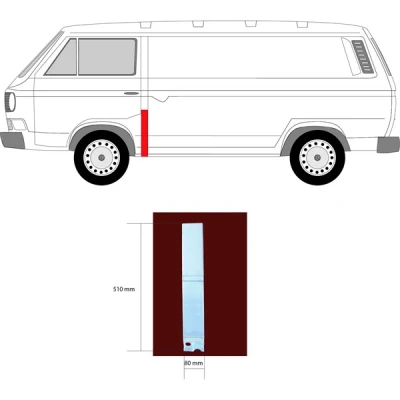 Bilde av Sidevegg, Venstre, vw transporter t3 buss, flak/chassi, skåp, 252 809 253A