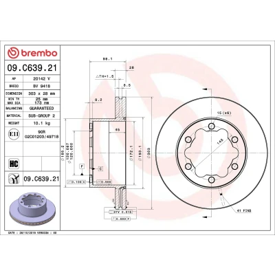 Bilde av BREMBO 09.C639.21 Bremseskiver 303 28 6 innvendig ventilert belagt høy karbon VOLKSWAGEN: Crafter Van