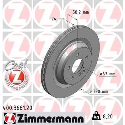 Bilde av ZIMMERMANN COAT Z 400.3661.20 Bremseskiver 320 24 6/5 5 112 innvendig ventilert belagt høy karbon MERCEDES BENZ: S Klasse Sedan