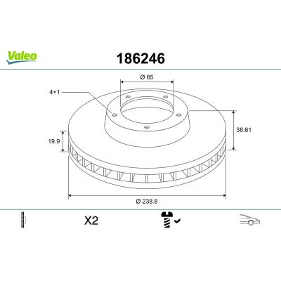Bilde av VALEO Bremseskive VOLKSWAGEN: GOLF 2, 3, 1, AUDI: 80 B2 framaksel 20mm 4 hull ventilert 186246 321615301C,6N0615301G Bremseskiver