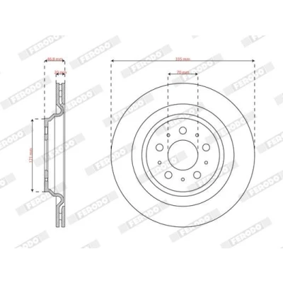 Bilde av FERODO Bremseskive TESLA: Model 3 335mm 20mm 5 16 ventilert belagt DDF3016C 1 104463100D Bremseskiver, Skivebremser