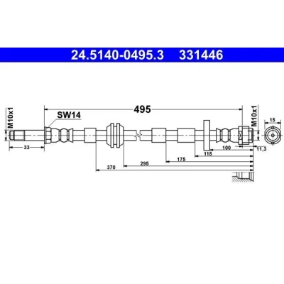 Bilde av ATE 24.5140 0495.3 Bremseslange 495 M10x1
